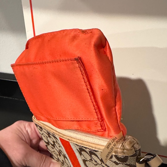 Coach Brown Signature Wristlet with Red Varsity Center Stripe - Picture 5 of 9